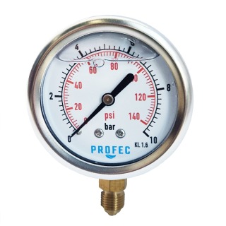 Manometer 12 bar onder nat 63 mm